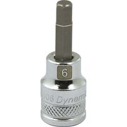DYNAMIC Tools 3/8" Drive Metric Hex Head, 6mm Bit Std Length, Chrome Socket D006006